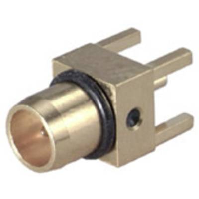 A gold-coloured electrical connector with two pins and a ring, suitable for electronic devices and circuits.