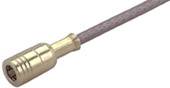 A coaxial cable with a gold-plated connector, typically used for TV or aerial connections.