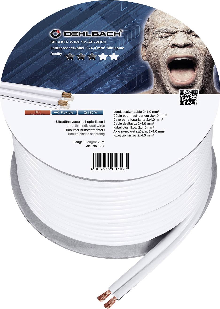 Oehlbach 307 Speaker cable 2 x 4 mm² White 20 m