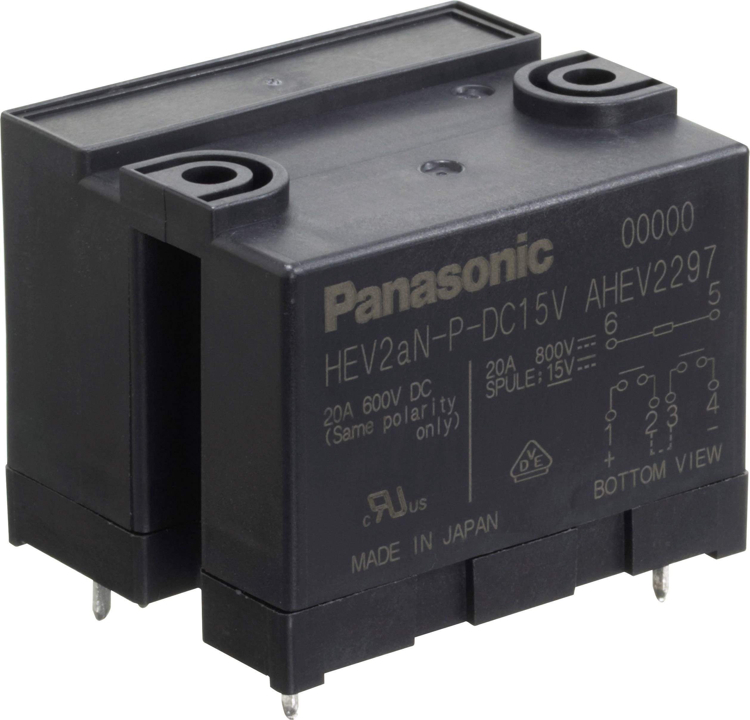 Panasonic HEV2AN-P-DC24V PCB relay 24 V DC 20 A 2 makers 1 pc(s)