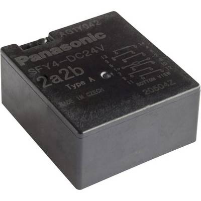 Black Panasonic relay SFY4-DC24V, Type A, Model 2a2b, manufactured in the Czech Republic.
