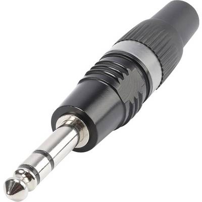 Black and silver 6.35 mm jack plug, commonly used for audio cable connections, on a white background.