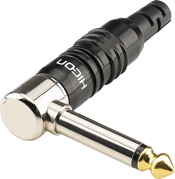 Hicon HI-J63MA07 6.35 mm audio jack Plug, right angle Number of pins: 2 Mono Black 1 pc(s)