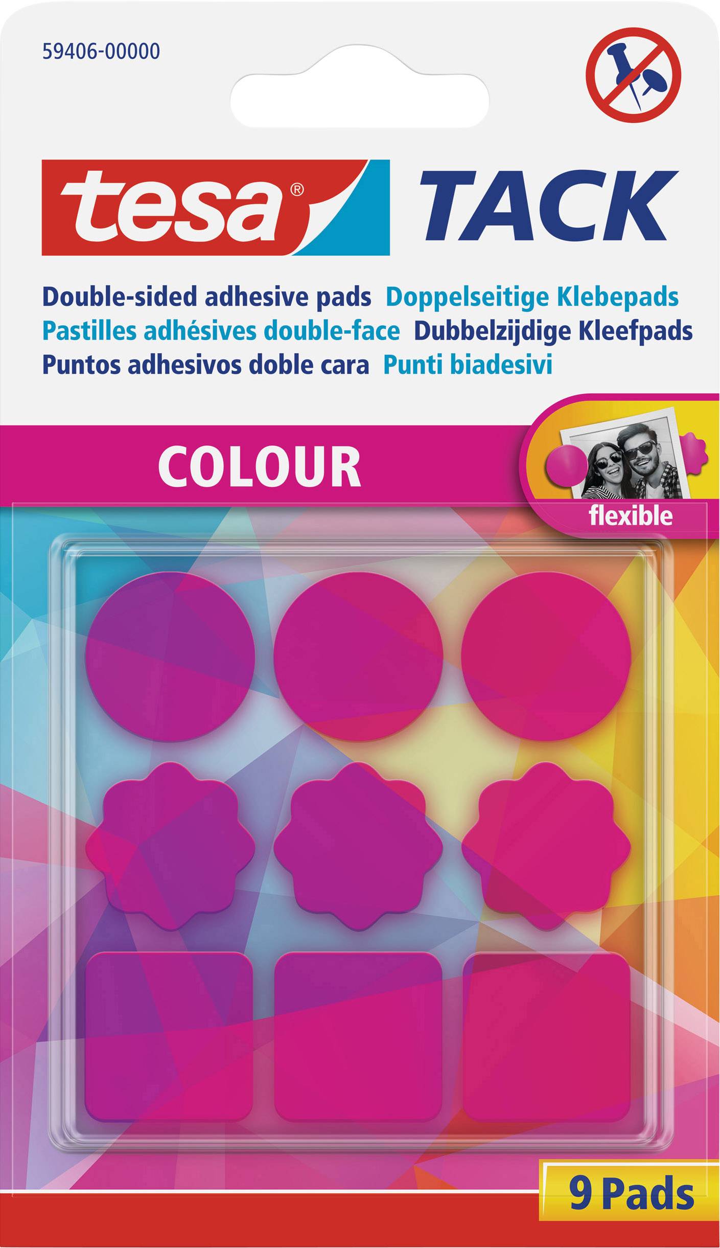 tesa TESAΓö¼┬½ TACK, DOUBLE SIDED ADHESIVEPADS Pink Content: 9 pc(s)