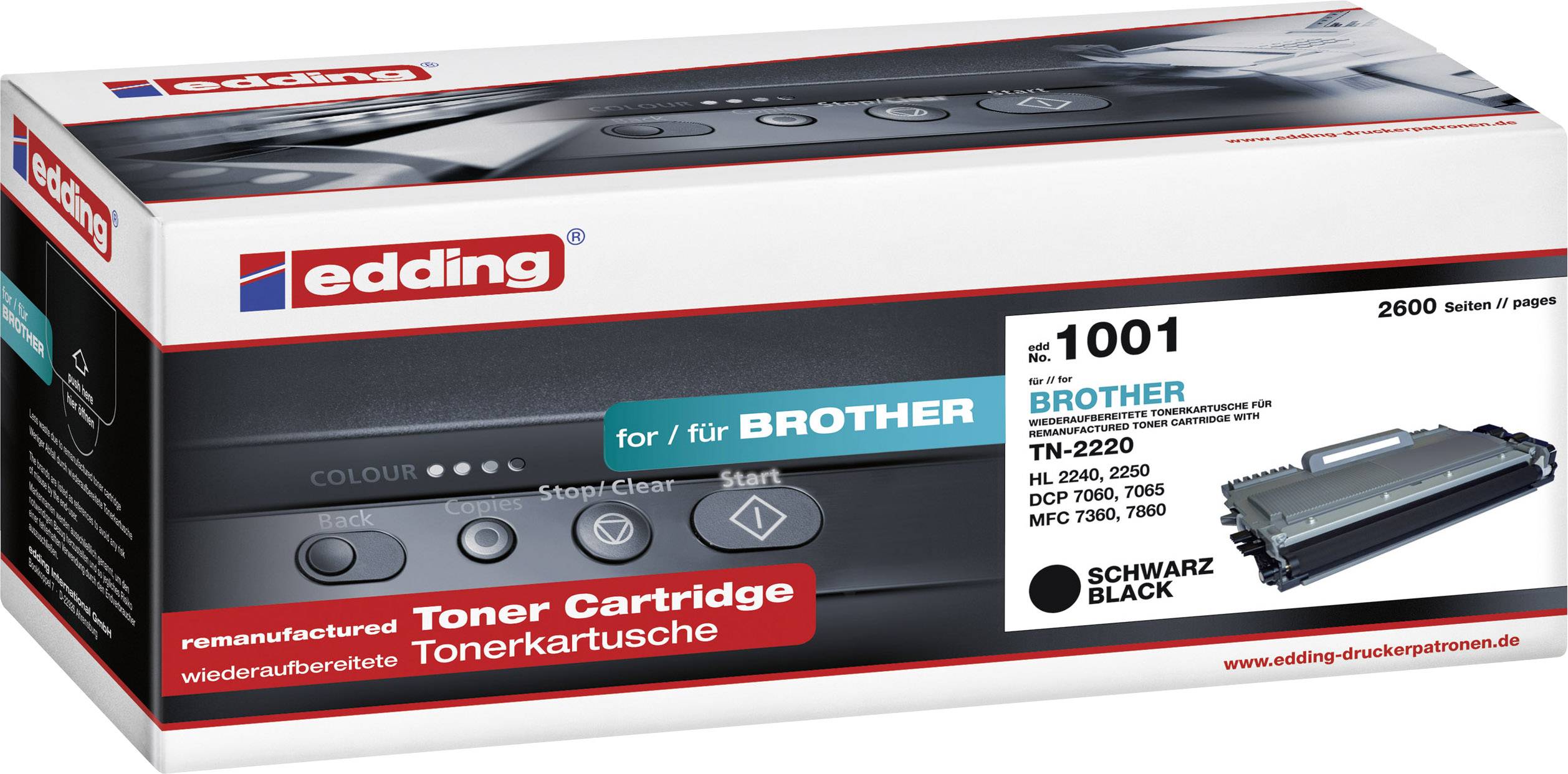Edding Toner cartridge replaced Brother TN-2210, TN-2220 Compatible Black 2600 Sides EDD-1001