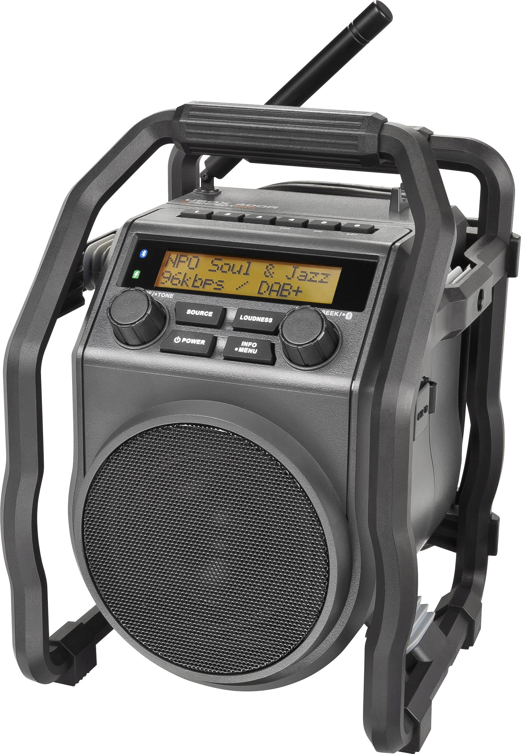 PerfectPro UBOX 400R Workplace radio DAB+, FM AUX, Bluetooth splashproof, dustproof, shockproof, rechargeable Black