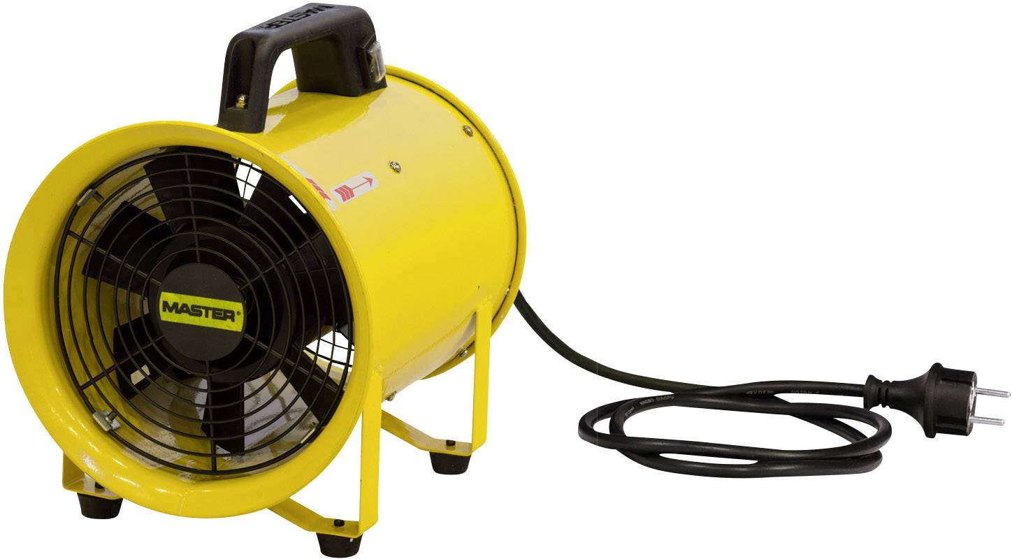 A yellow fan heater with a black fan grille and detachable power cable is standing on the floor, ready for use.
