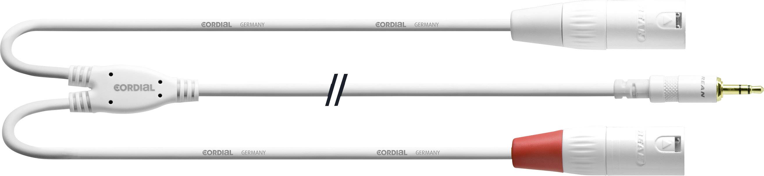 Cordial Audio/phono Adapter cable [1x Jack plug 3.5 mm - 2x XLR socket] 1.80 m White-1