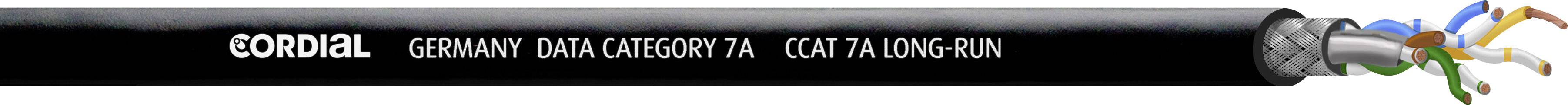 Cordial CCAT 7A LONG-RUN-BLACK 100 Network cable CAT 7a S/STP 4 x 2 x 0.14 mm² Black Sold per metre