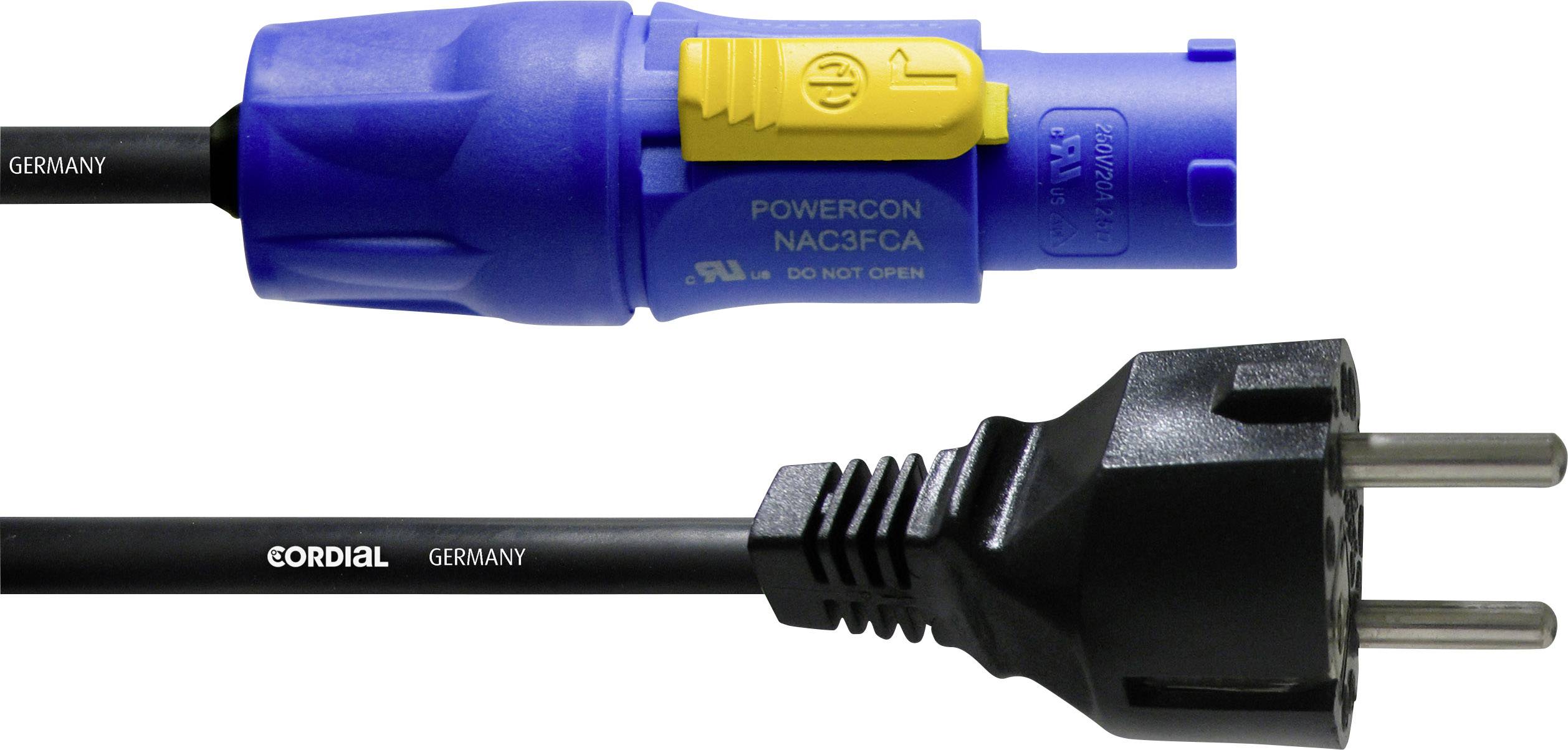 Cordial CFCA 10 S Current Cable [1x PG plug - 1x PowerCon plug] 10.00 m Blue
