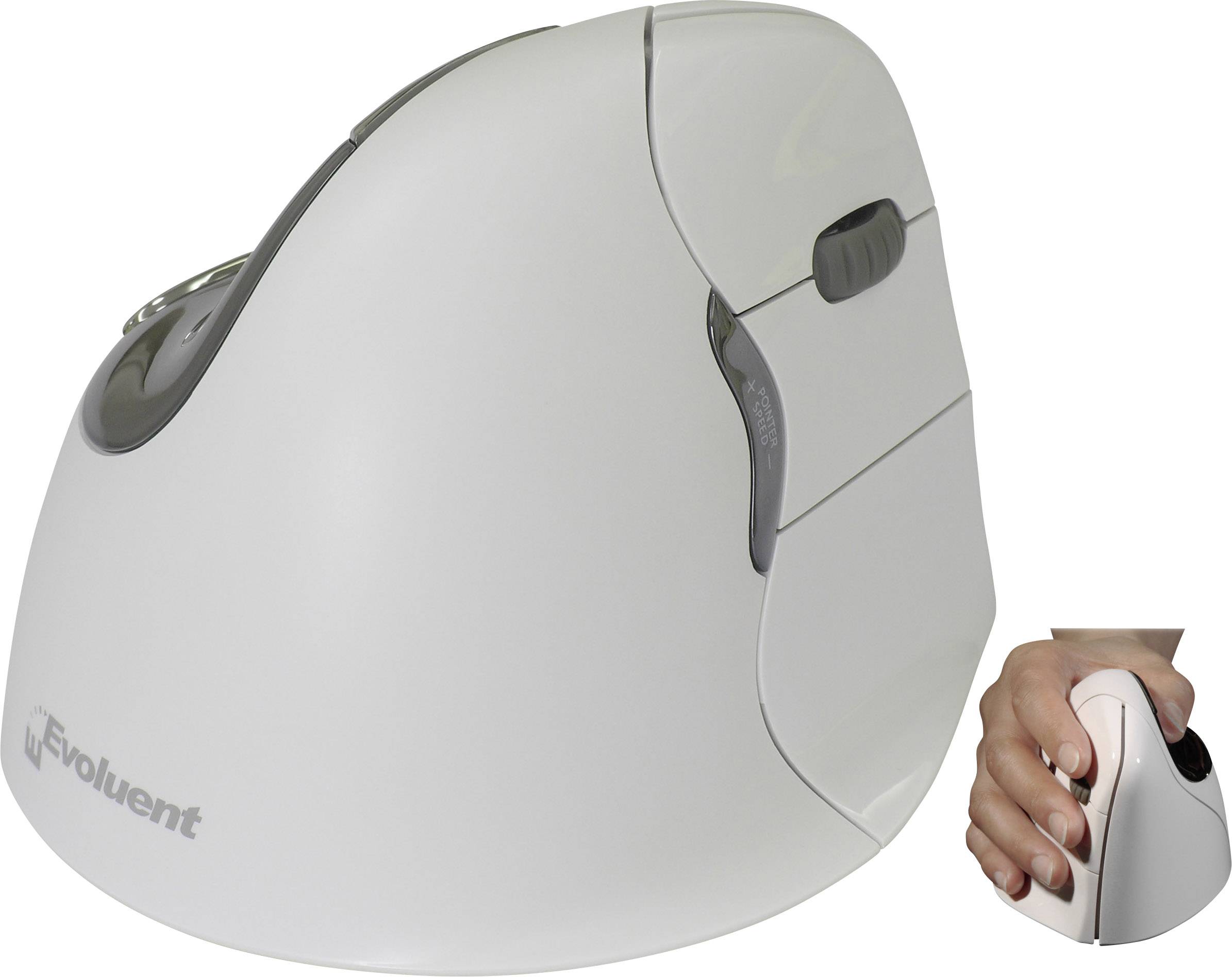 Evoluent VerticalMouse4 VM4RB Mac Bluetooth® Ergonomic mouse Optical Ergonomic White, Silver