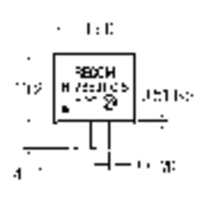 Tiny electrical sensor in a circuit with the text 'BOSCH'. Connections lead to various points in the diagram.