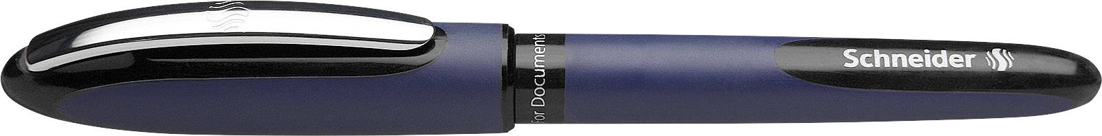 Dark blue 'Schneider' ballpoint pen with black cap.