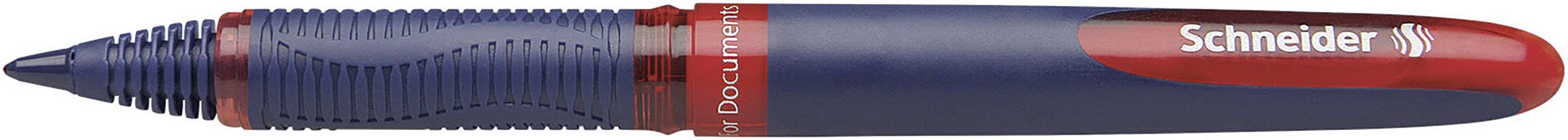 A blue and red ballpoint pen by Schneider, model Slider RAVE XB.