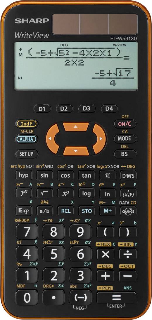 Sharp EL-W531 XG CAS calculator Orange Display (digits): 12 solar-powered, battery-powered (W x H x D) 79.6 x 15.5 x 161.5 mm