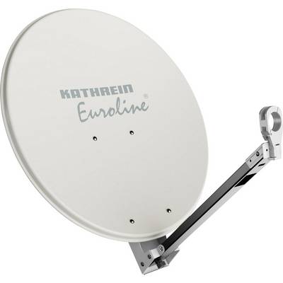 Satellite dish by the brand 'KATHREIN Euroline', mounted on a metal arm, for receiving satellite signals.