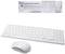 Wireless, ultra-slim keyboard and mouse set by LogiLink in white, including packaging. Ideal for space-saving working.