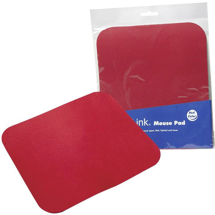Red Mouse Pads: One mouse pad lies flat, the other is packaged in plastic with the print 'Red Colour'. Ideal for all mouse types.