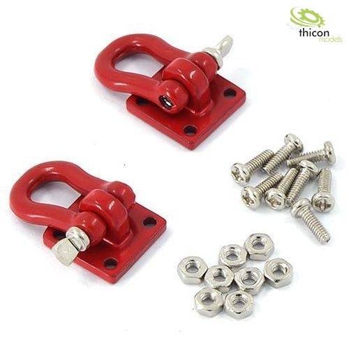 Two red shackles with bolts and nuts, arranged on a white background, for use in technical or modelling projects.