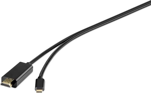 Renkforce USB-C® / HDMI Adapter cable USB-C® plug, HDMI-A plug 1.80 m Black RF-4535910 USB-C® screen cable