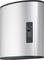 A stylish silver waste bin with a black control panel at the front, featuring buttons for operation.
