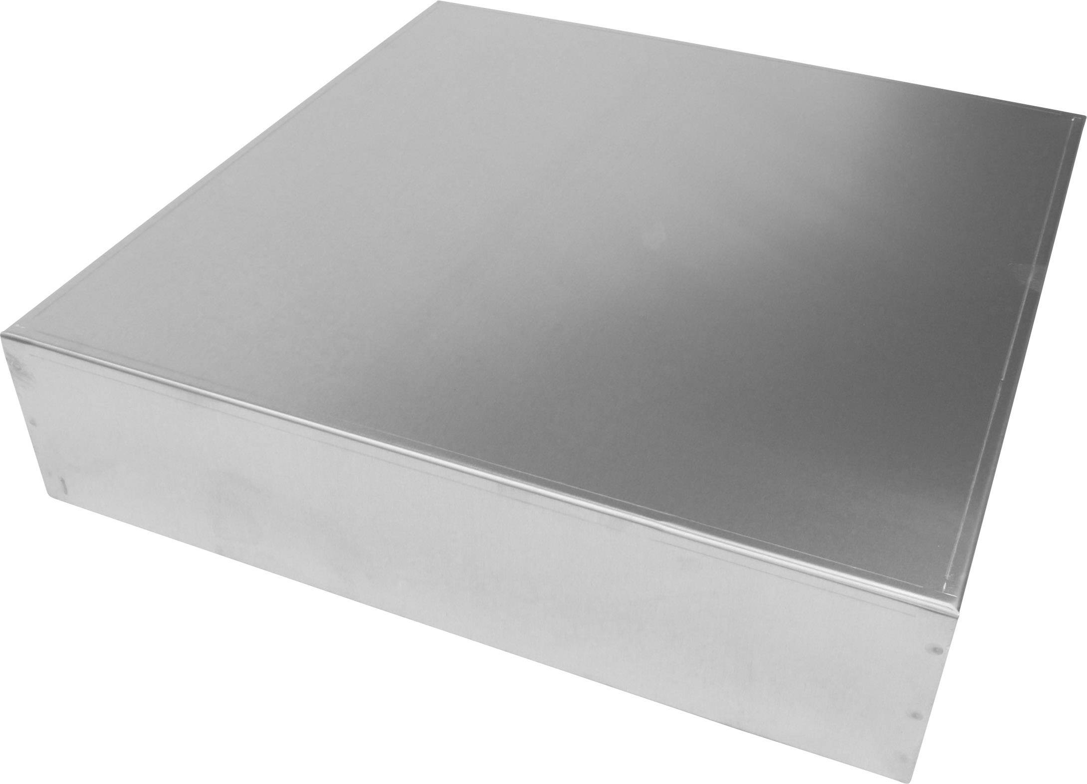 A large, square metal container with a smooth, matte surface.