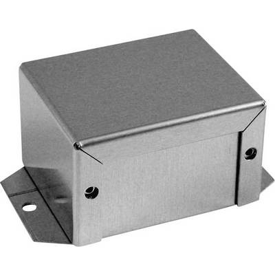 Metal box with screw holes on the sides, rectangular shape. Suitable for electrical installations or as a control enclosure.