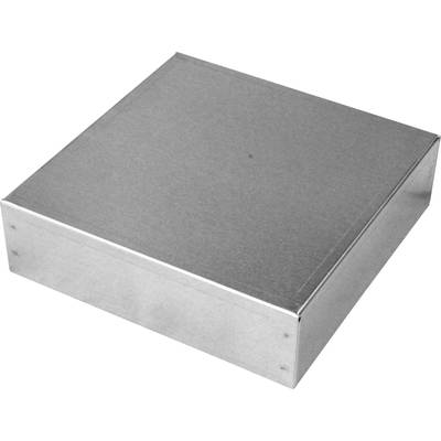 Metallic, cuboid container with a smooth surface, potentially usable as a housing or protective case.