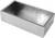 Metallic rectangular box, with rectangular edges, silver-coloured, reflecting light.