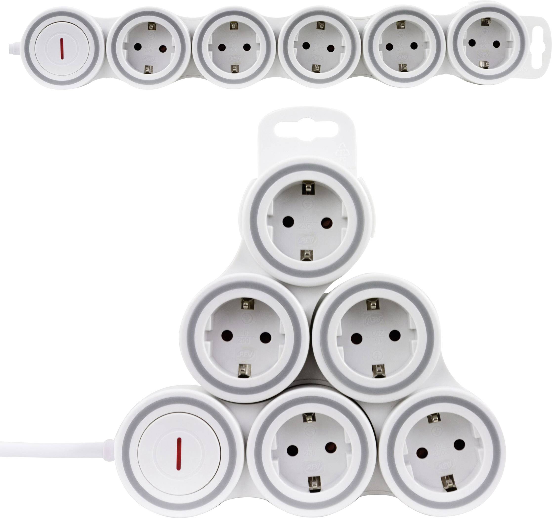 REV 0015520115 Power strip (+ switch) 1-piece White, Grey PG connector 1 pc(s)-0