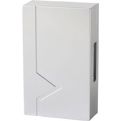 Silver, rectangular container with a geometric pattern on the front.