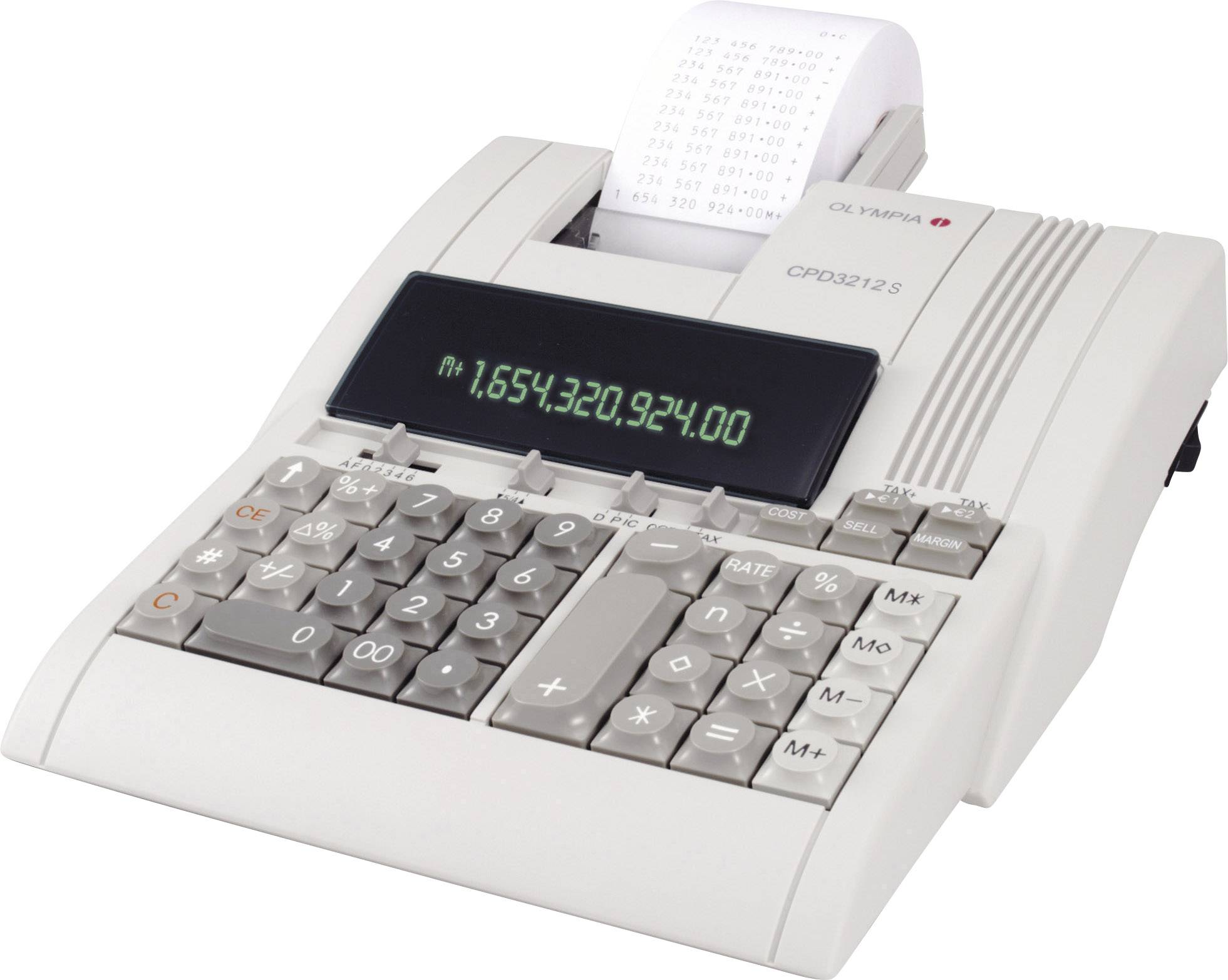 Olympia CPD 3212S Calculator with built-in printer Beige Display (digits): 12 mains-powered (L x W x H) 254 x 210 x 68 mm