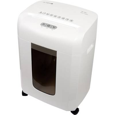 A 'white paper shredder' on wheels with a visible waste container and a control panel for operation.