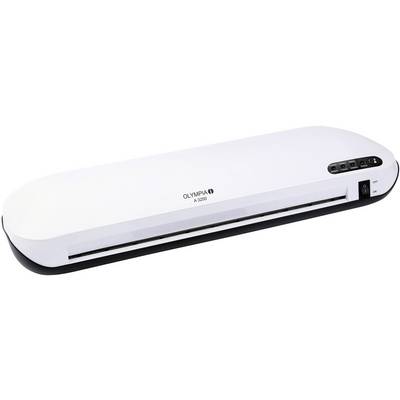 White, oval laminating machine 'OLYMPIA A 330' with control elements on the top right.