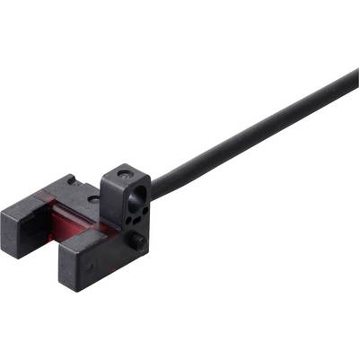 A black, rectangular sensor with a red light element and long cable, ideal for precise industrial applications.