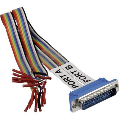A blue connector with multiple colourful wires and labels 'PORT A' and 'PORT B'.