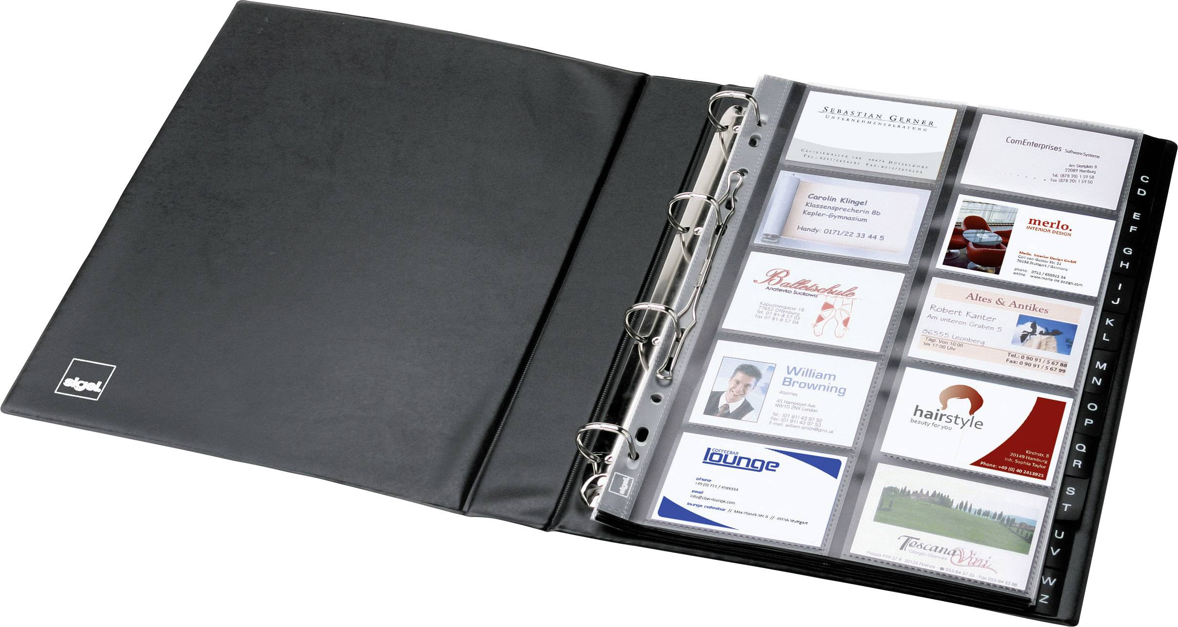 Sigel VZ301 VZ301 Spiral-bound business card book 400 cards (W x H x D) 270 x 325 x 53 mm Black (matt) Plastic