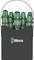 Screwdriver set in a black bag with green and black handles. 'Wera' logo visible on the bag.