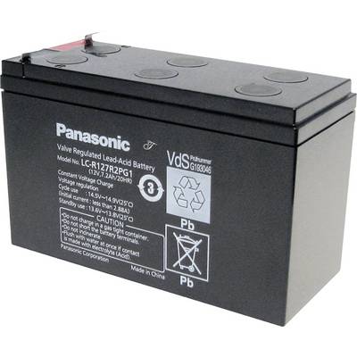 Panasonic 12 V 7,2 Ah LC-R127R2PG1 VRLA 12 V 7.2 Ah AGM (W x H x D) 151 x 94 x 65 mm 6.35 mm blade terminal VDS certific-3