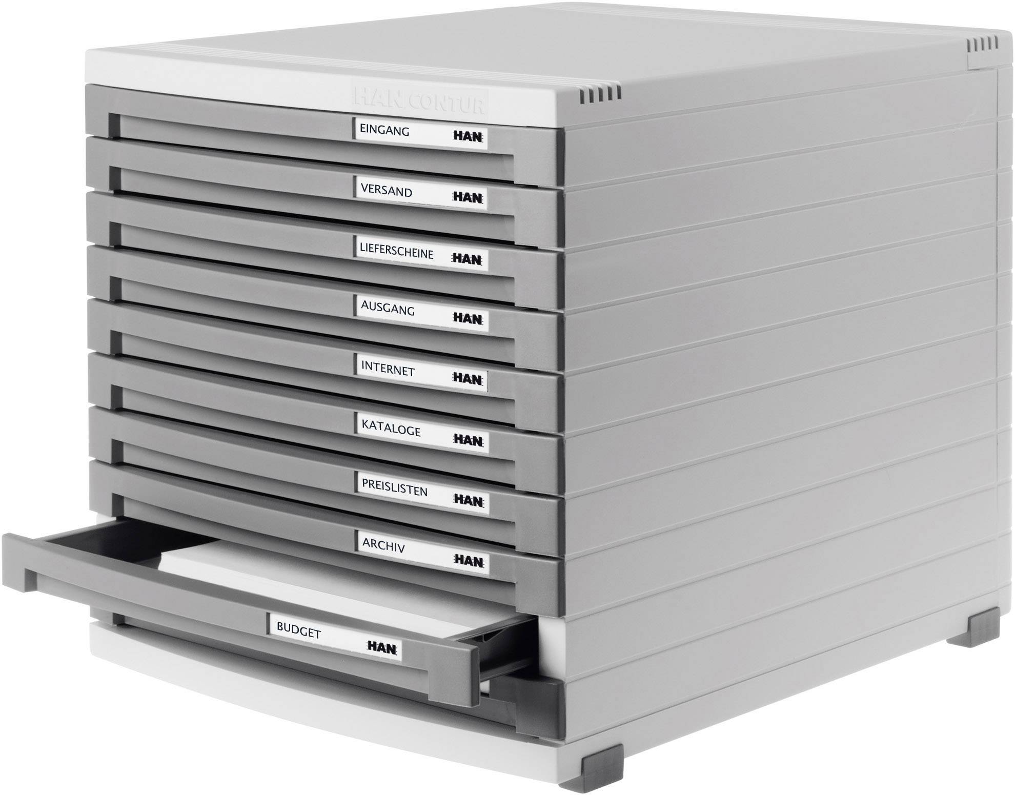 HAN CONTUR 1510-19 Desk drawer box Light grey A4, B5, C4 No. of drawers: 10