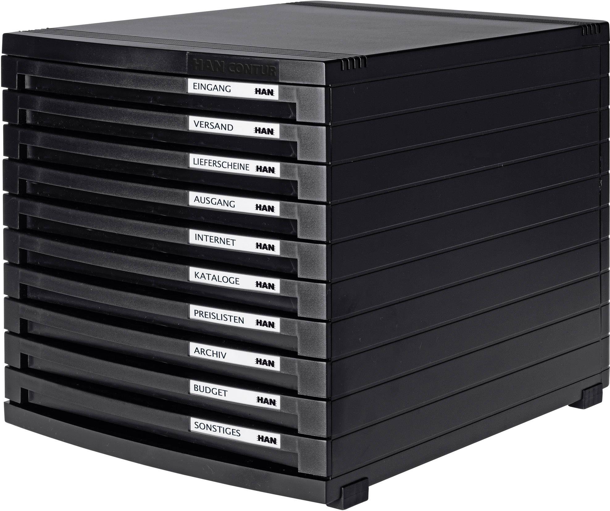 HAN CONTUR 1510-13 Desk drawer box Black A4, B4, C4 No. of drawers: 10