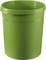Green plastic rubbish bin with no visible contents, against a neutral background.