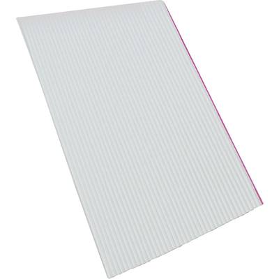 A white corrugated cardboard box with a pink edge.