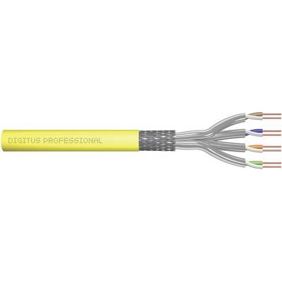 Image of a yellow cable with the inscription 'DIGITUS PROFESSIONAL', showing multiple twisted cores with coloured terminations.