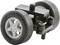 A small model with two thick black tyres and a simple axle, reminiscent of a children's toy or a construction kit.