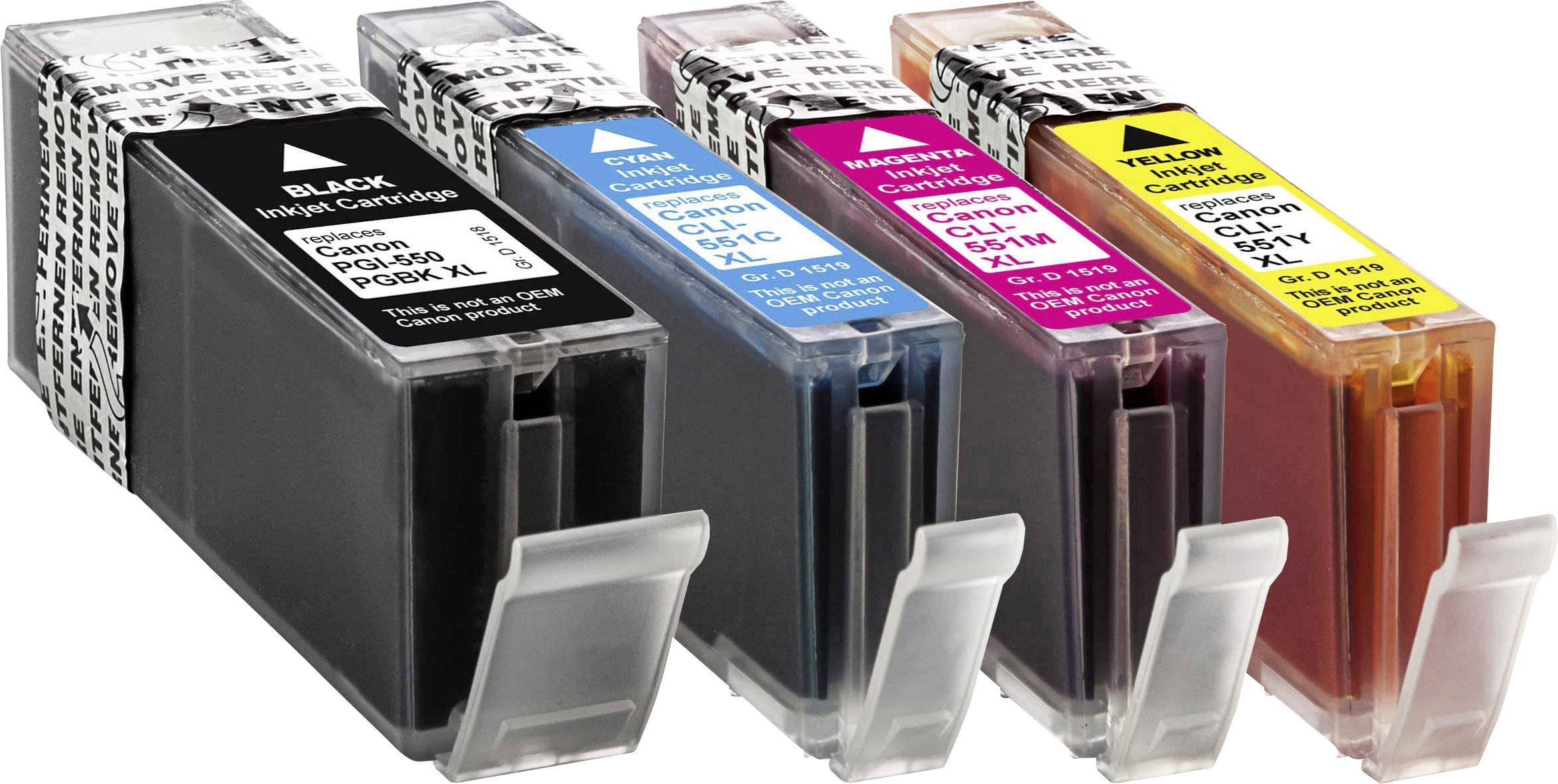 Basetech Ink cartridge replaced Canon PGI-550PGBK XL, CLI-551C XL, CLI-551M XL, CLI551Y XL Compatible Set Black, Cyan, Magenta, Yellow BTC89 1518,0050-126