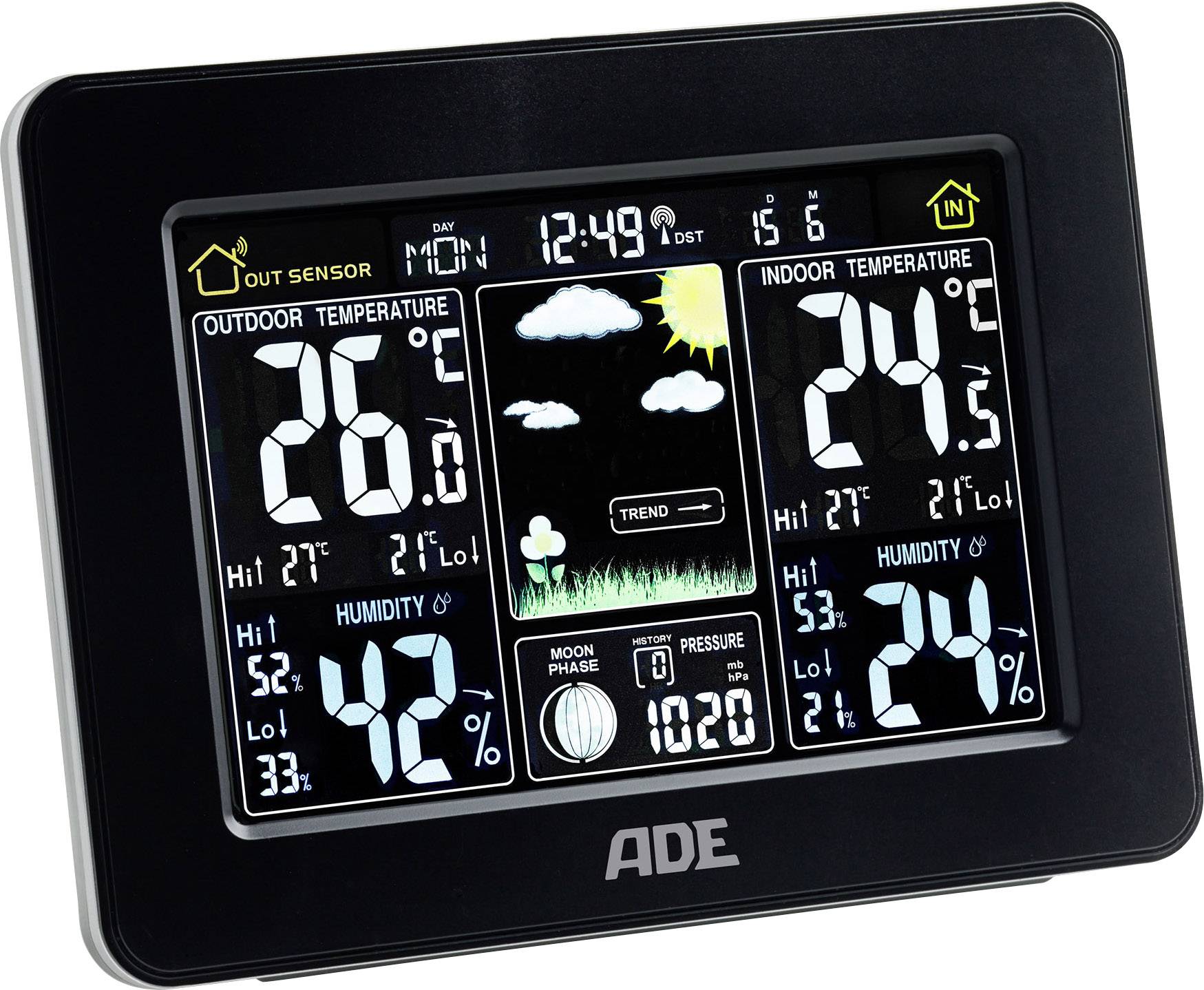 ADE mit Außensensor WS 1503 Wireless digital weather station Forecasts for 1 day-2