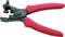 Red wire cutters with a black, adjustable head, suitable for cutting materials or wires.