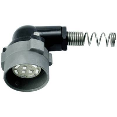 A metal connector with an angle piece and spring, potentially part of a technical or mechanical equipment.