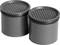 Two grey containers with perforated lids, placed side by side.